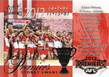 2020 Select Dominance - AFL / VFL Premiership Commemorative #PC118 2012 Sydney Swans Front